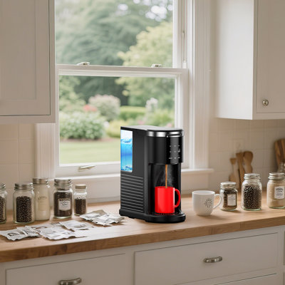 Cafetière individuelle 2 en 1 pour dosettes K-Cup et café moulu, 175 à 415 ml, réservoir d'eau amovible de 1,2 L, noir