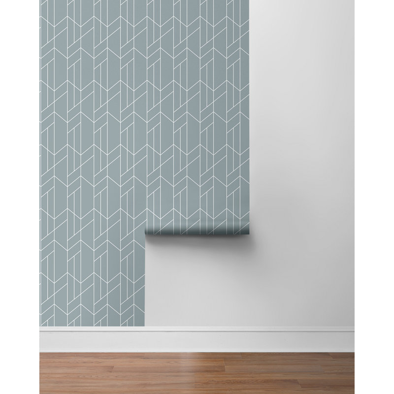 Latitude Run® Light Blue Geometry Peel And Stick Wallpaper
