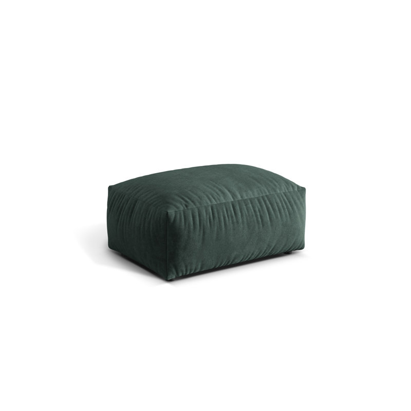 Carlens 65cm Wide Velvet Solid Colour Pouffe Ottoman, Petrol