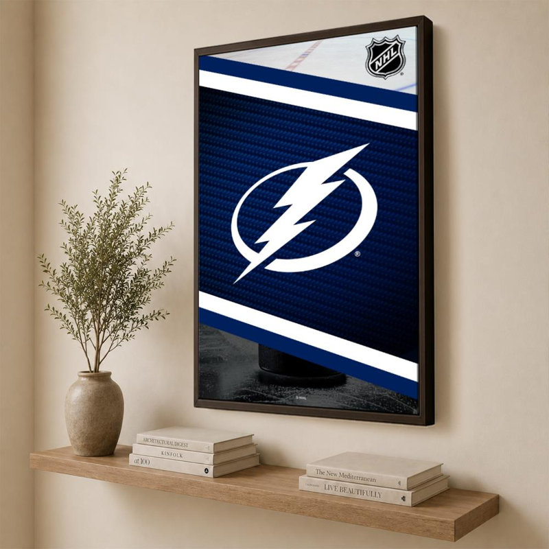 Décoration murale du Lightning de Tampa Bay (NHL), 60" H x 40" W, Flat Floating Frame, Brun