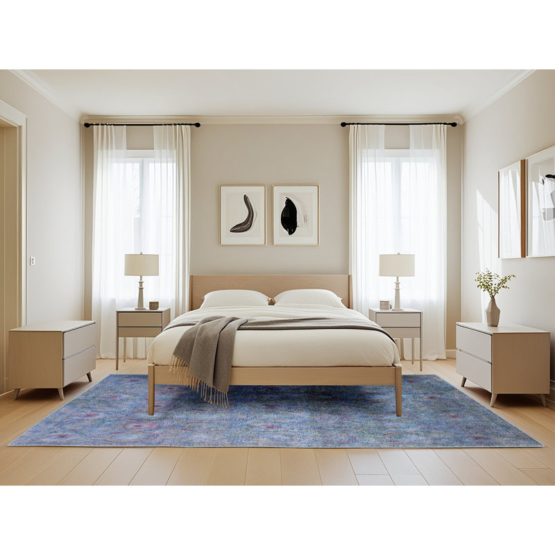 Tapis oriental bleu / gris Guinda, Rectangle 5 pi x 8 pi