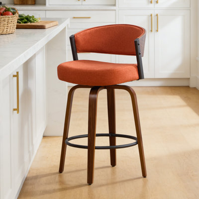 Tabouret de bar pivotant en bois cintré Mid-Century moderne