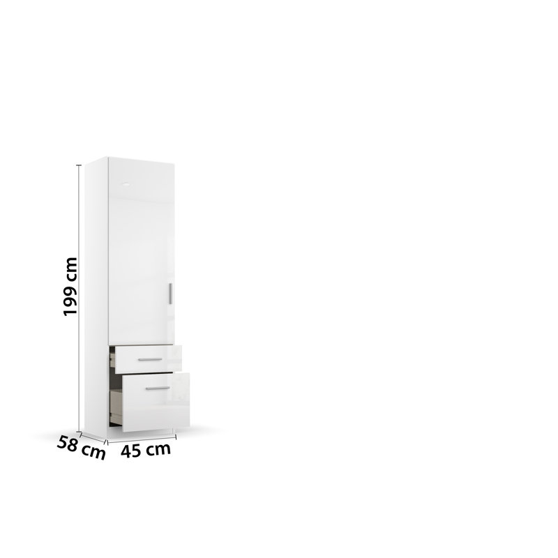 Celle 1 Door Wardrobe, Alpine white and high gloss
