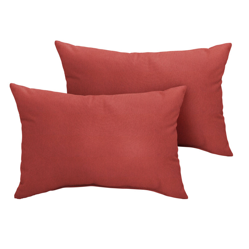 Outdoor Sunbrella Lumbar Pillow, 12"H x 24W", Red KE