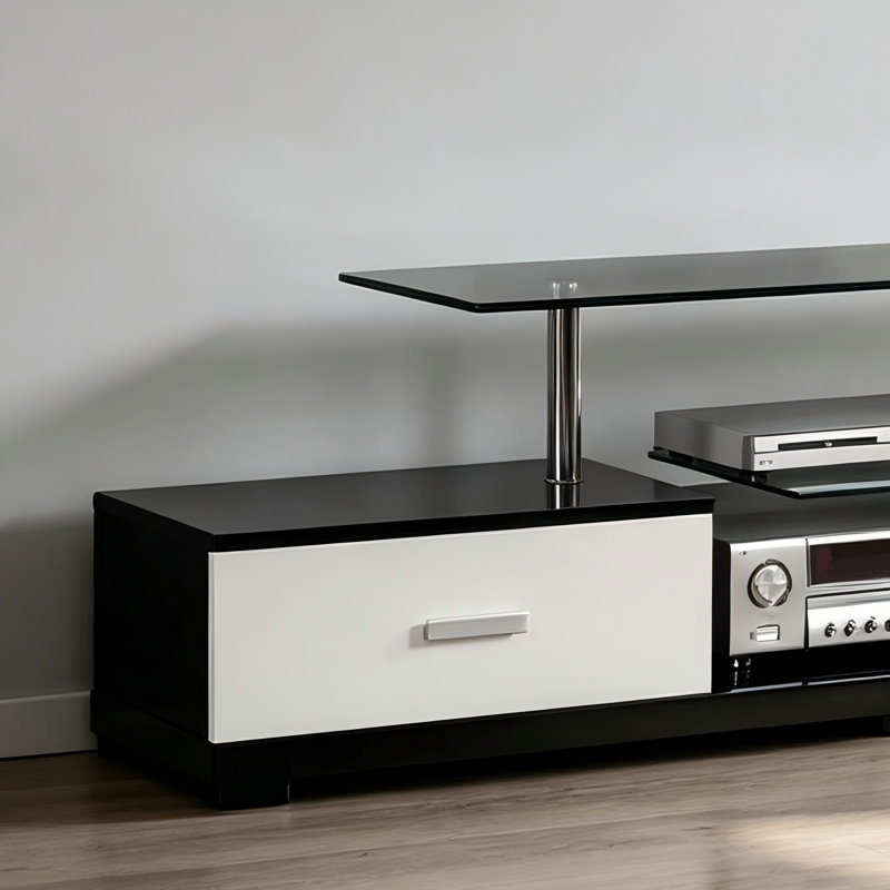 Meuble télé en verre de style moderne de 63 pouces pour espaces de vie élégants