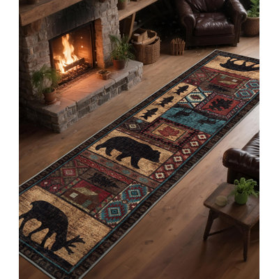 Tapis rustique lavable en machine avec motifs animaliers Rustic Lodge
