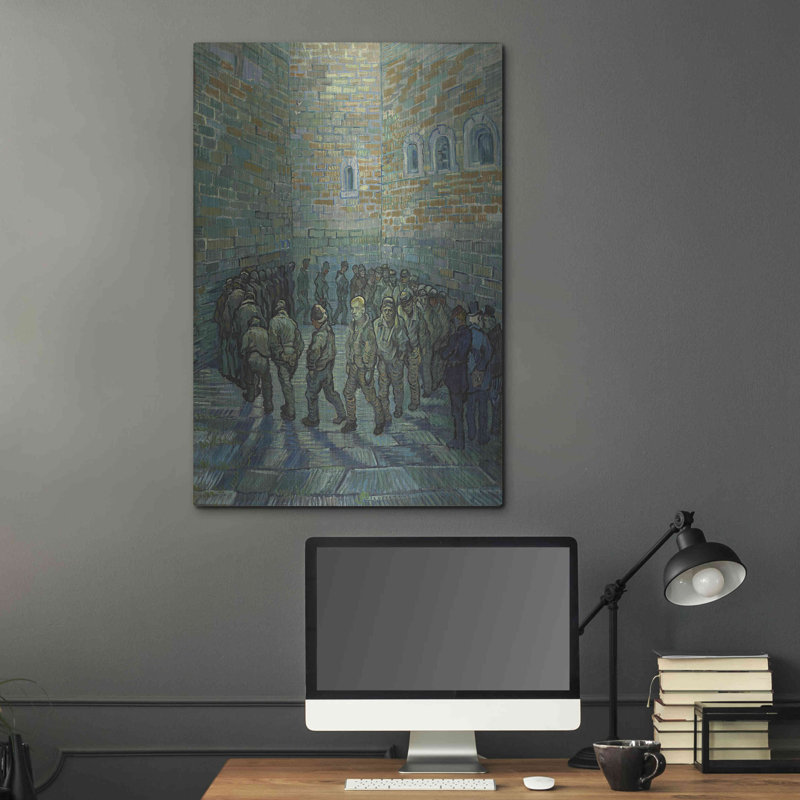 «The Prison Courtyard» par Vincent Van Gogh, art mural en métal, H 36 po x l 24 po