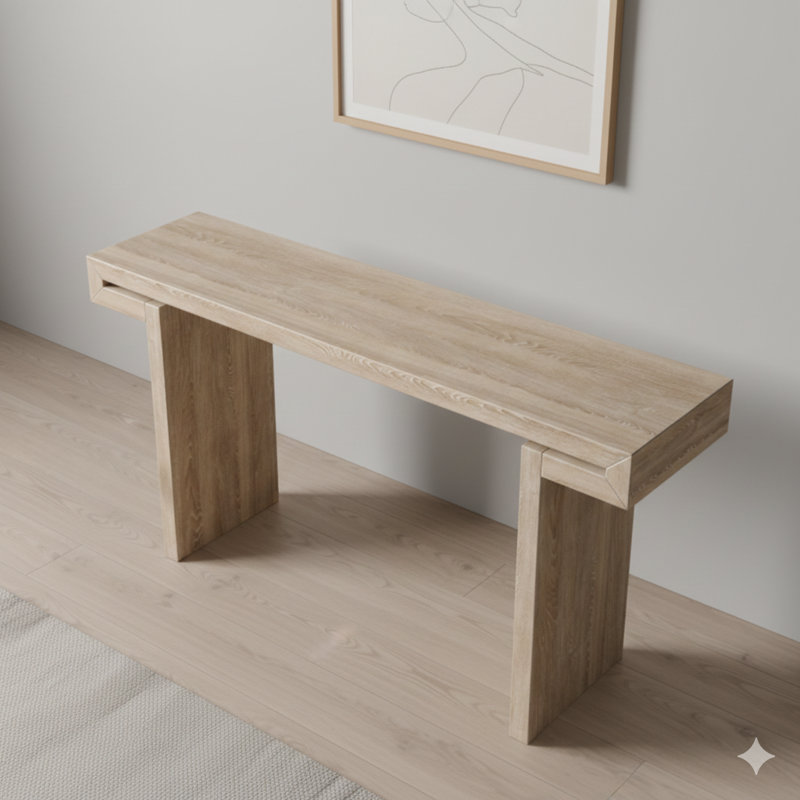 Console rustique de 60 pouces avec finition en bois vieilli. Fonctionne bien comme table de canapé d'entrée ou de table d'appoint pour les salons et les couloirs. Finition: bois naturel.