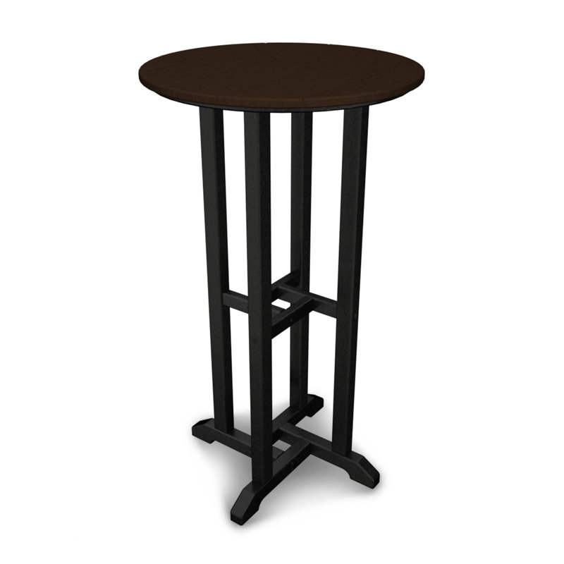 POLYWOOD Tables Round Dining Table, Black & Mahogany, 42" H x 24" W x 24" L