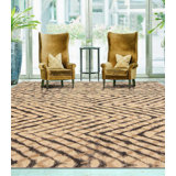 Shibori Hand Knotted Wool Area Rug in Ivory/Steel/Beige