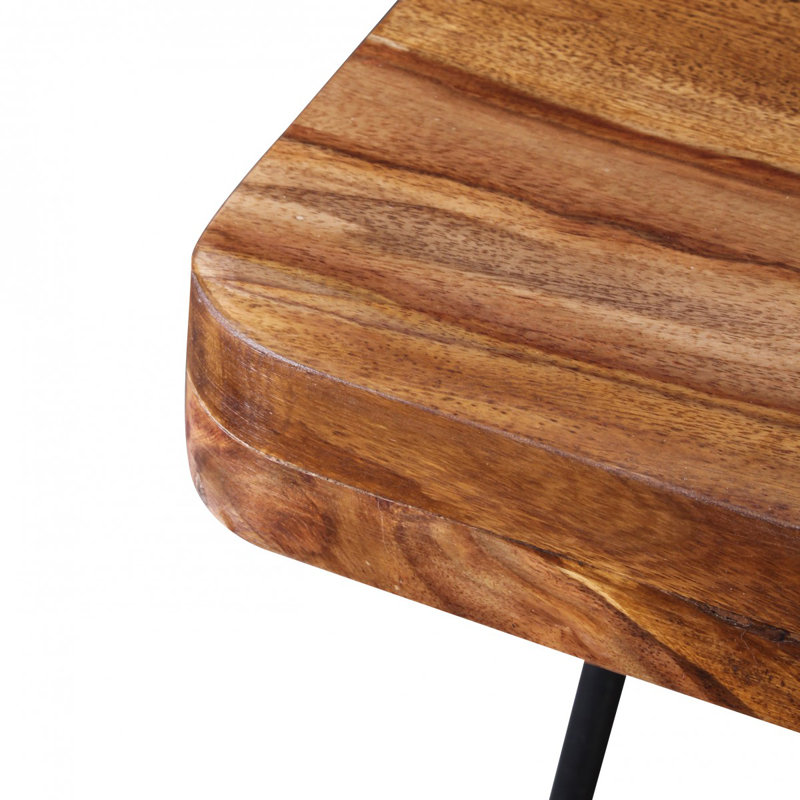 Leyva Solid Wood Top Metal Base Dining Table, 76cm H x 200cm W x 80cm D, Sheesham