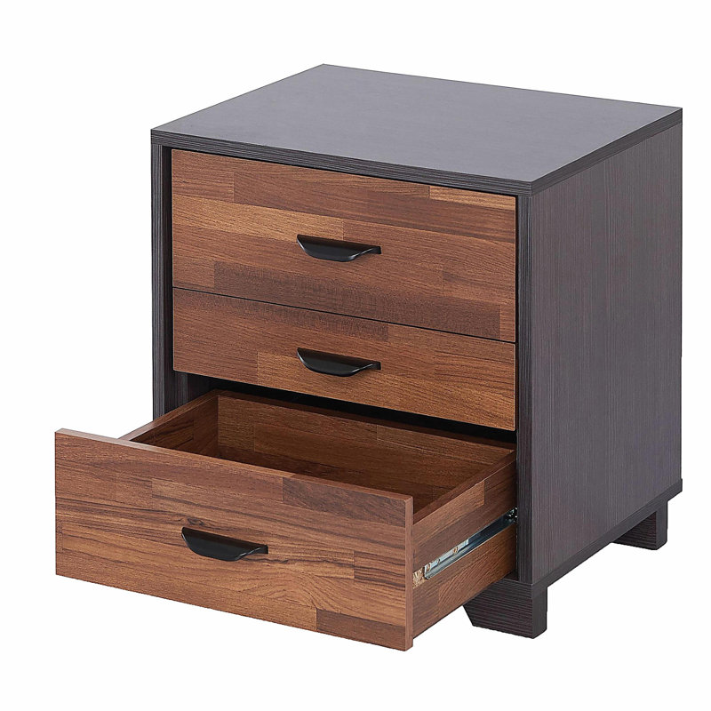 Walnut and Espresso 3-drawer Rectangular Accent Table, Walnut