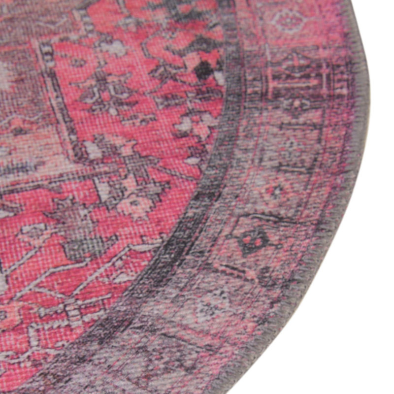 Tapis transitionnel de couleur rose-noir, Ovale 2 pi x 3 pi 1 po