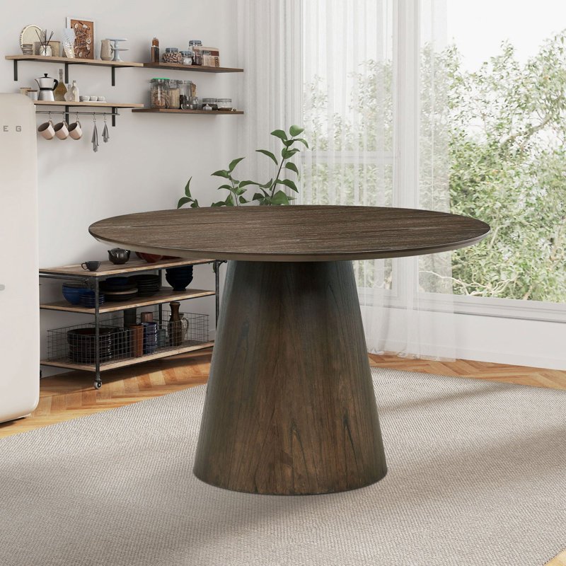 Table de salle à manger de 47,24 po en bois MDF rond de style moderne pour la cuisine (seulement les tables, pas de chaises)