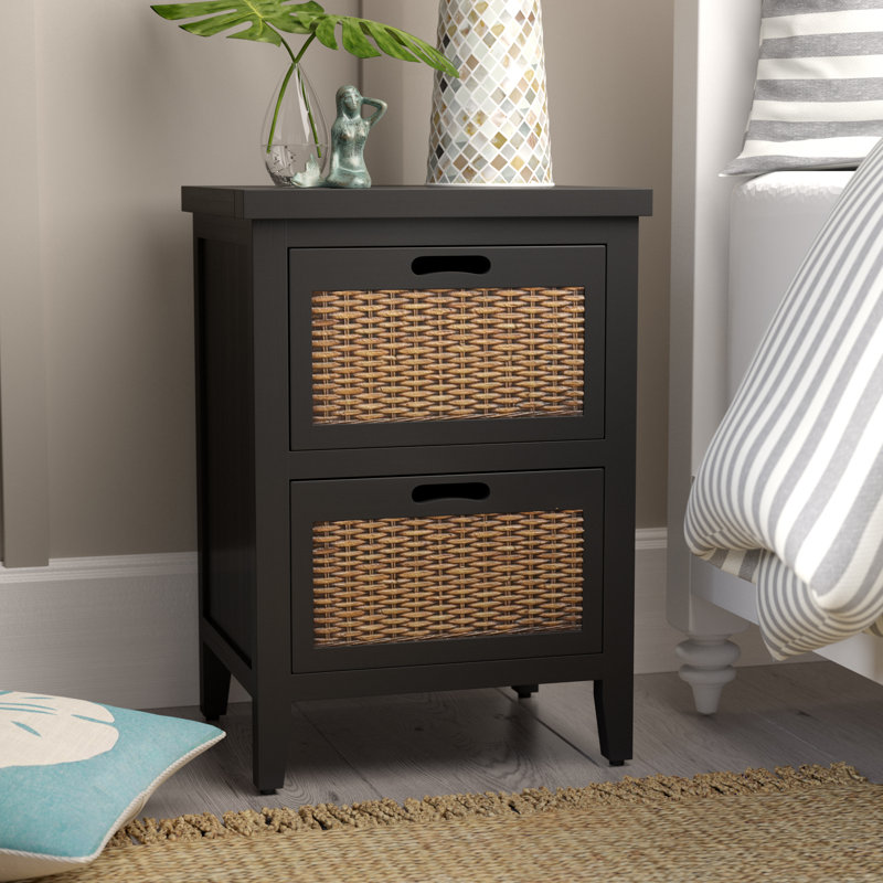 Aprille 16.9'' W Solid Wood Nightstand, Black