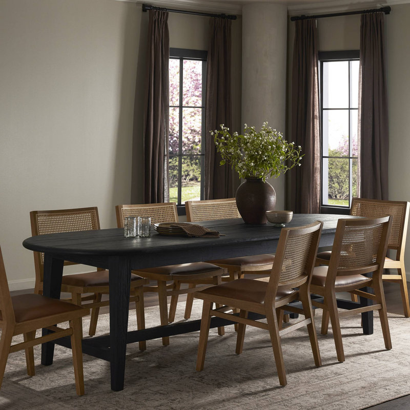 Alfie Dining Table 87"-Black Pine, Honey Pine, 30" H x 87" L x 35.5" W