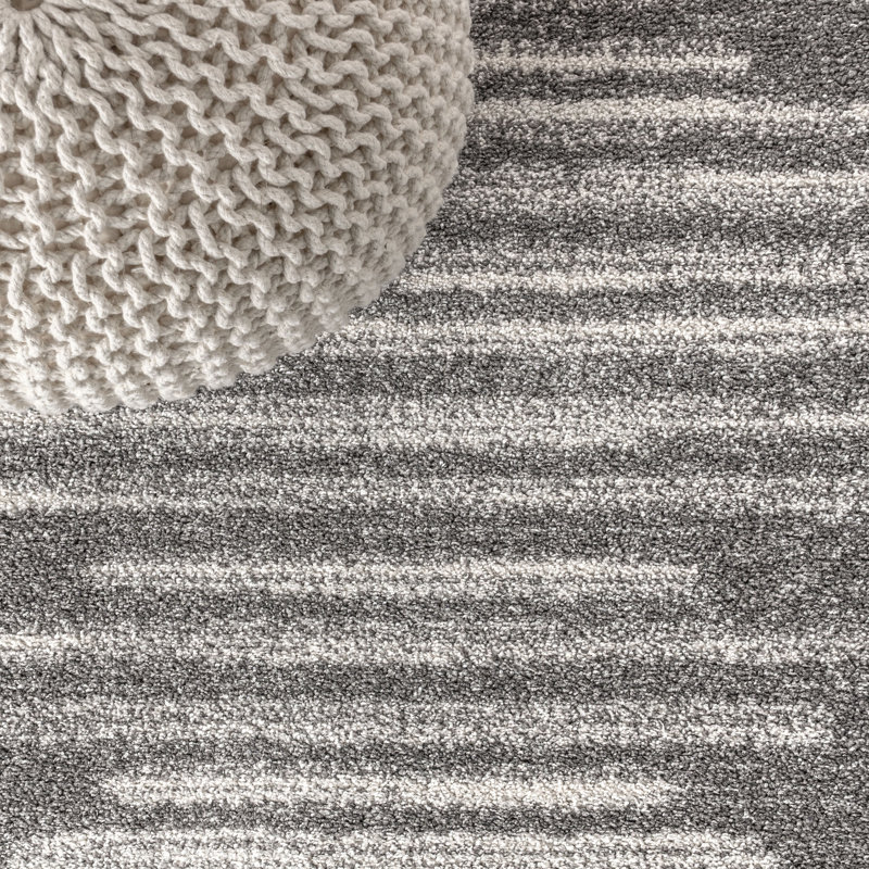 Tapis gris / crème Worsham Aya, Tapis de couloir 2 pi 3 po x 8 pi