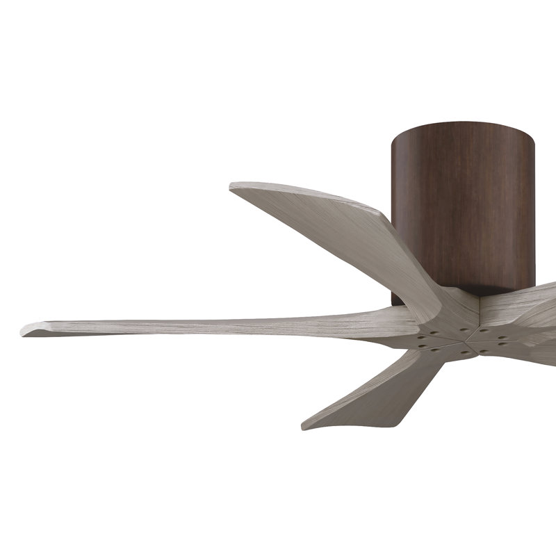 60" Irene 5-Blade Hugger Ceiling Fan with Wall Remote, 42", Polished Chrome, Gray Ash