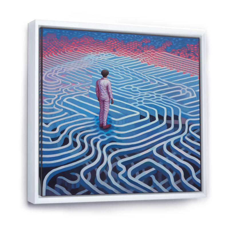 Errant dans le labyrinthe de l'esprit - impression, H 36 po x l 36 po x P 1,5 po, Cadre flottant blanc