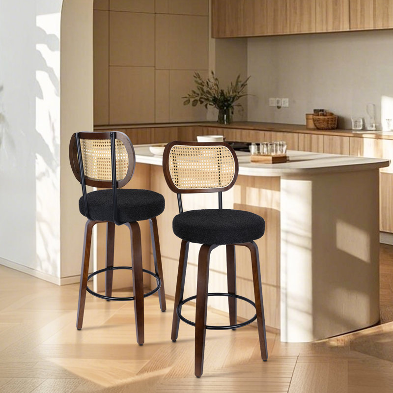 Tabourets de bar et tabourets de comptoir pivotants (ensemble de 2), Noir, noir, noir, noir