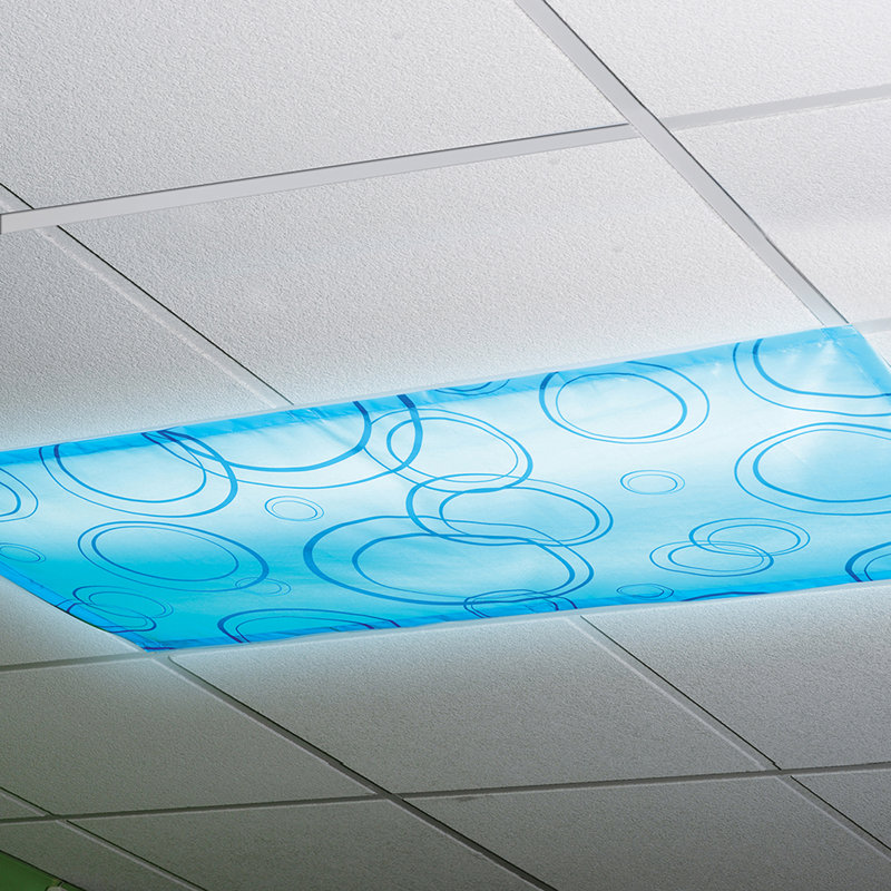 Blue Patterned Heat-Resistant Fluorescent Light Filters, Set of 2