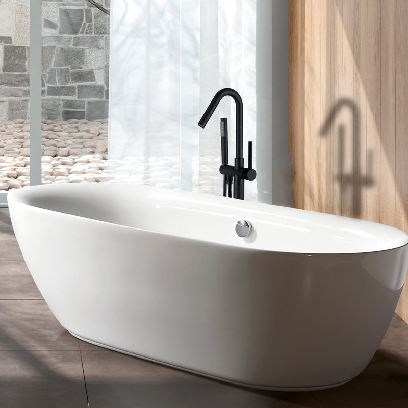 Metal Freestanding Bathtub Faucet With Hand Shower - Matt Black Appearance 44.32 In. Depth, 8.07 Width, 6.8 Height Full Body Spray For Bathroom Project Initiative