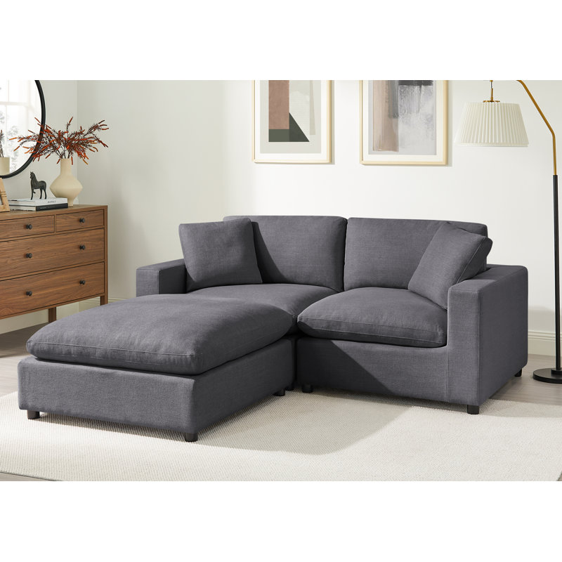 Vinessa Modular 3-Piece Sofa, Gray Polyester