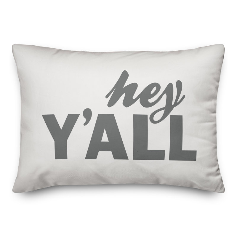 Textual Outdoor Throw Pillow, White/Gray