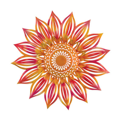 21 Inch Sun Metal Outdoor Wall Decor with Multi Color Weather Resistant Finish for Indoor and Outdoor Home Accent - Sunburst