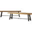 Élégante table d'extérieur en bois avec table et banc en métal