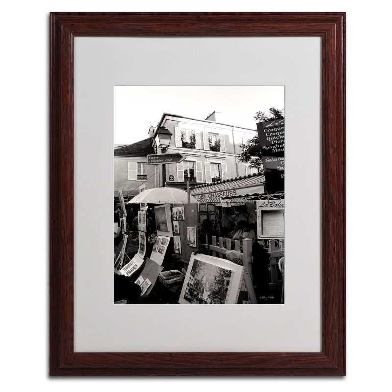 « montmartre » par kathy yates, reproduction de photo encadrée, H 20 po x l 16 po x P 0,5 po, Brun - Biseautée