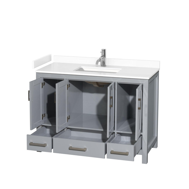 Sheffield 48" No Mirror Bathroom Vanity Set, Gray, White Cultured Marble