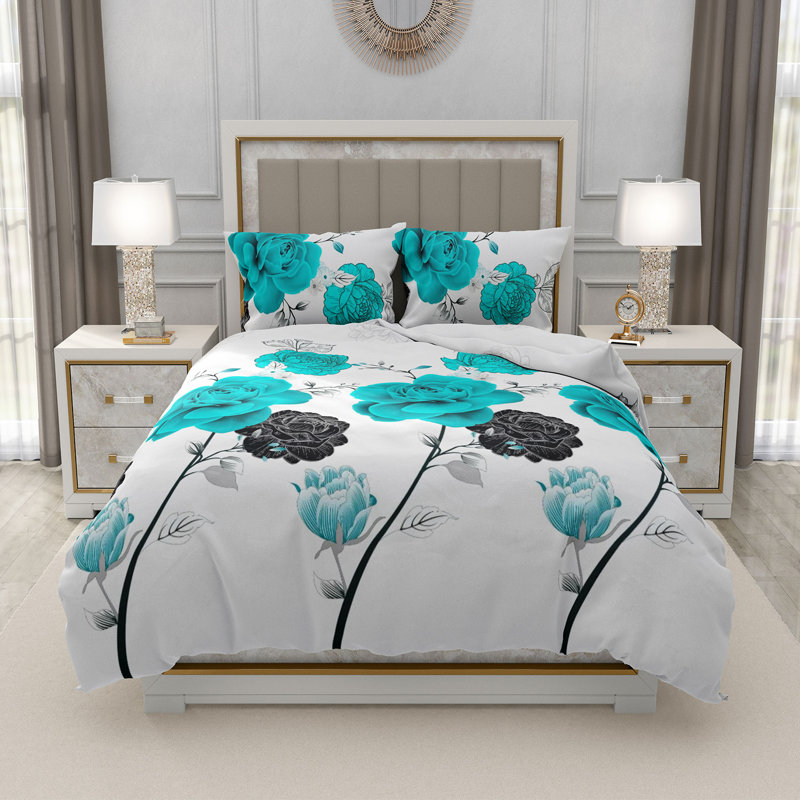 Trendy Complete Bedding Set 4 Piece Duvet Cover Fitted Sheet with Matching Pillow Cases 100% Microfibre Material