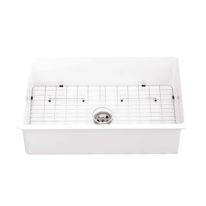 Évier de cuisine encastré en céramique 32 po - Double cuve rectangulaire en céramique blanche