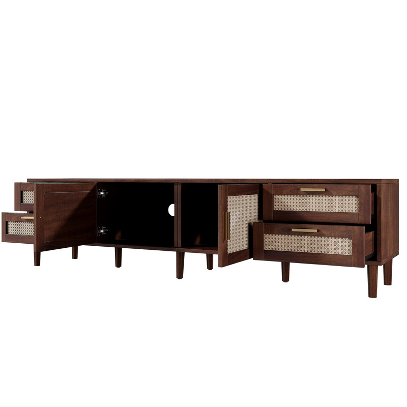 Meuble télé 78 pouces pour téléviseur de 85 po ou moins, console multimédia avec 4 tiroirs, meuble audio-vidéo moderne
