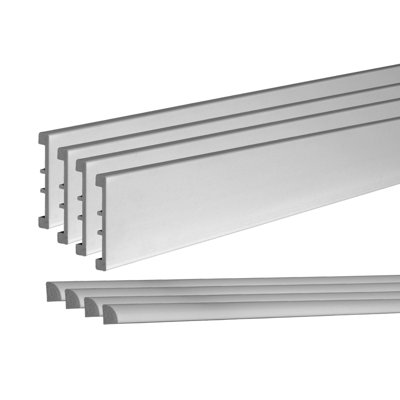 Complete Floor Moulding Kit, 4In High X 5/8In Proj Baseboard, 3/4In H X 3/4In Proj Quarter Round, Both 8Ft Long