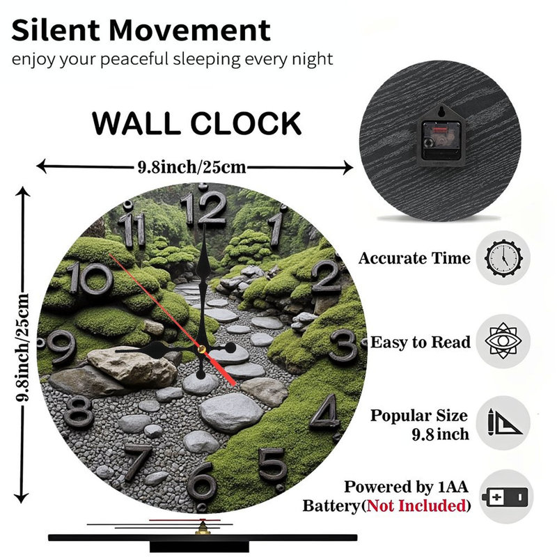 Zen Garden Stone Path Wall Clock