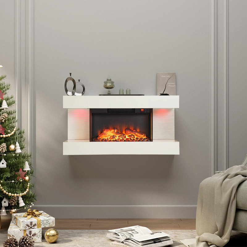 17 Stories White Electric Fireplace with 5000 BTU, 42cm H x 82cm W x 20.5cm D