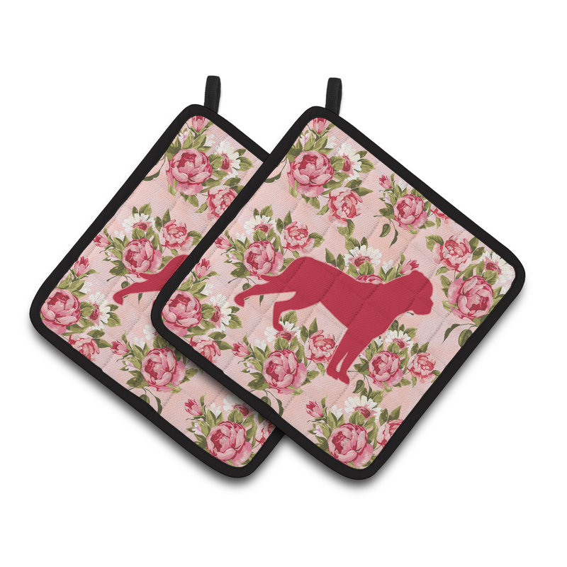 Winston Porter Floral Polyester Potholder, Pink