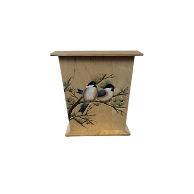 Poubelle en bois massif Lenum Birds