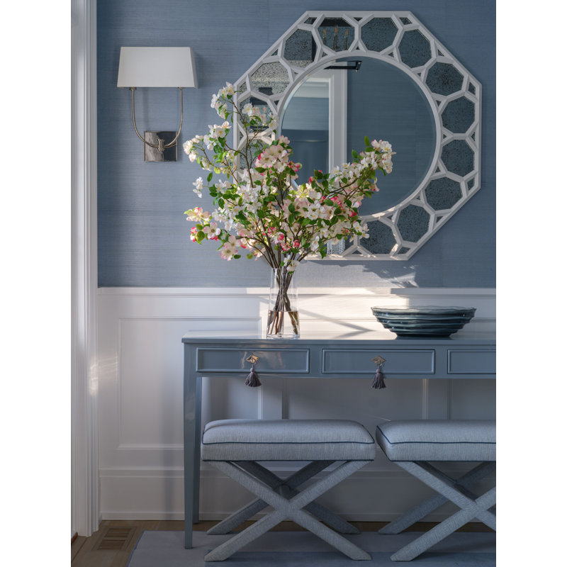 Apple and Dogwood Blossoms in Glass Vase