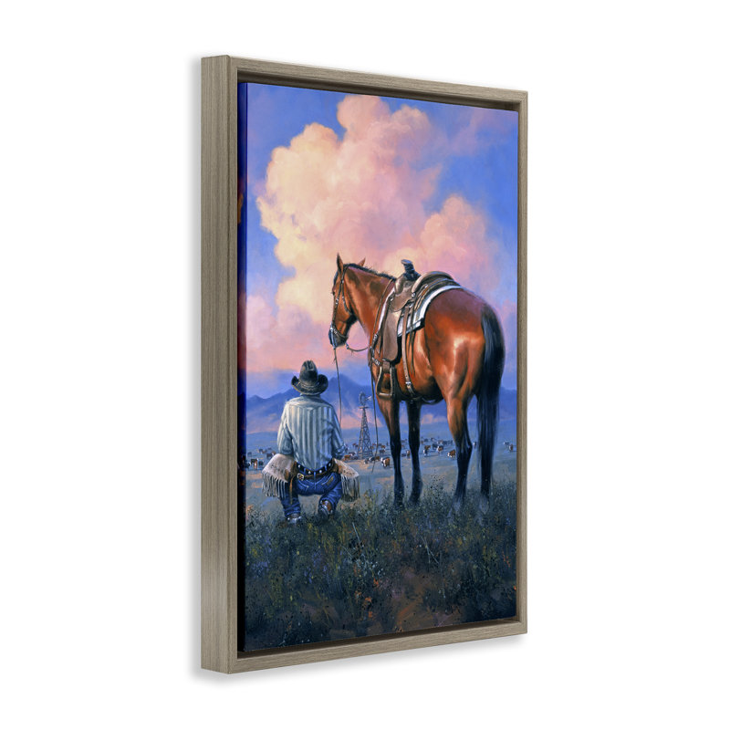 «Counting Blessing Western Cowboy», art mural encadré flottant sur toile, design par Jack Sorenson, H 25 po x l 17 po