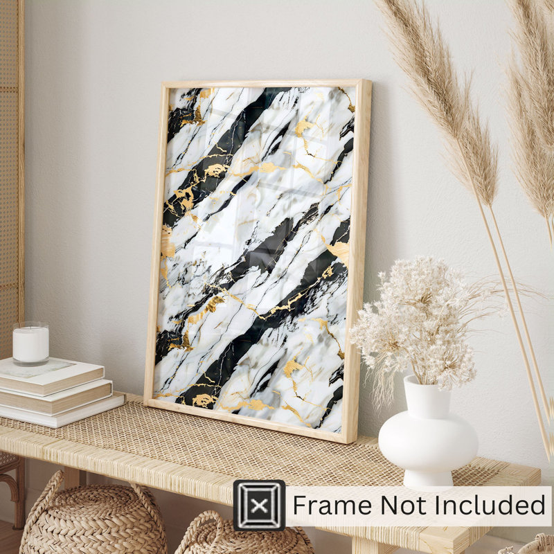 Abstrait marbre géode noir et gris, impression d'art moderne moderne sans cadre XVIII, H 20 po x l 16 po