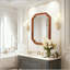 Miroir rectangulaire en bois massif avec coins arrondis en brun jaunâtre (20 x 30)-130055242