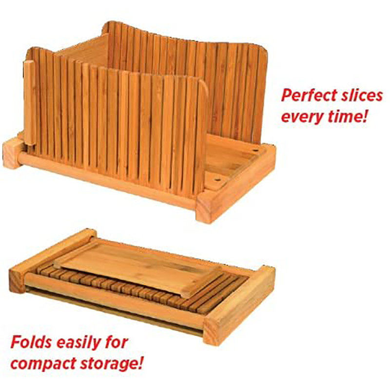 Compact Foldable Bamboo Bread Slicer with Adjustable Thickness