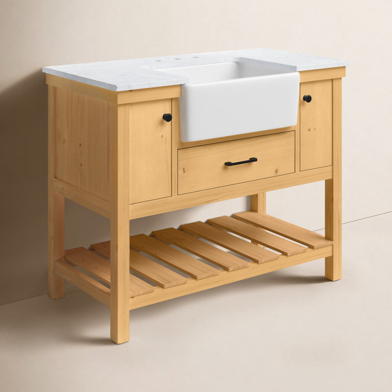 Ensemble de meuble-lavabo simple 42 po Pelaghia, Bois naturel