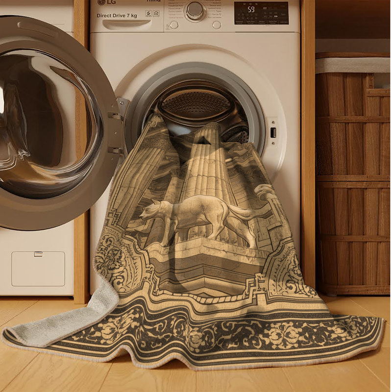 Machine Washable Pelico Persepolis Ruins Iran Classic Oriental Rug in Brown – Beige Binding, 3x5