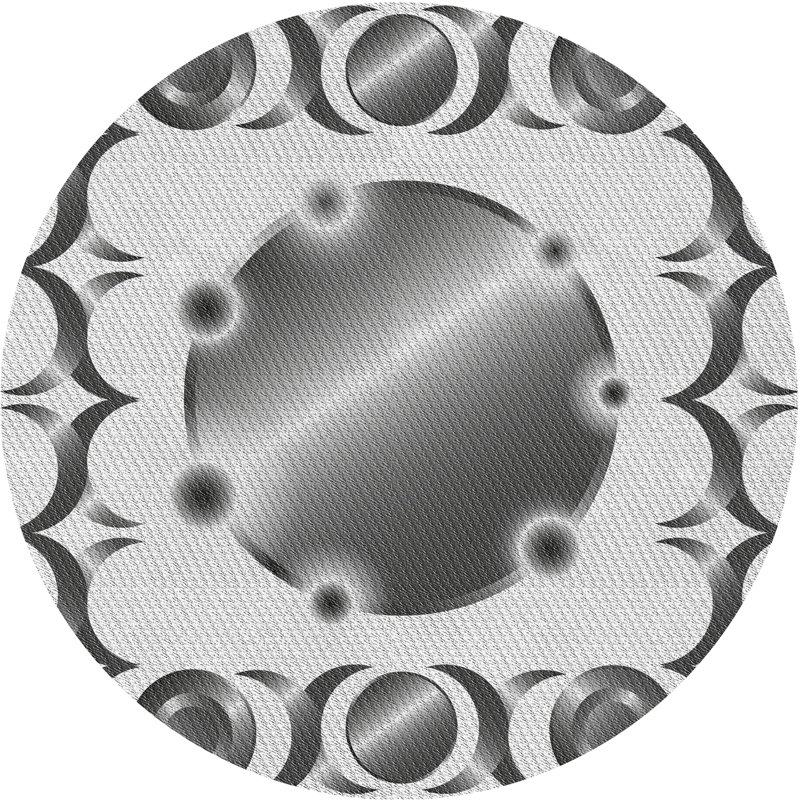 Tapis gris/noir tissé à la machine, Rond 4 pi