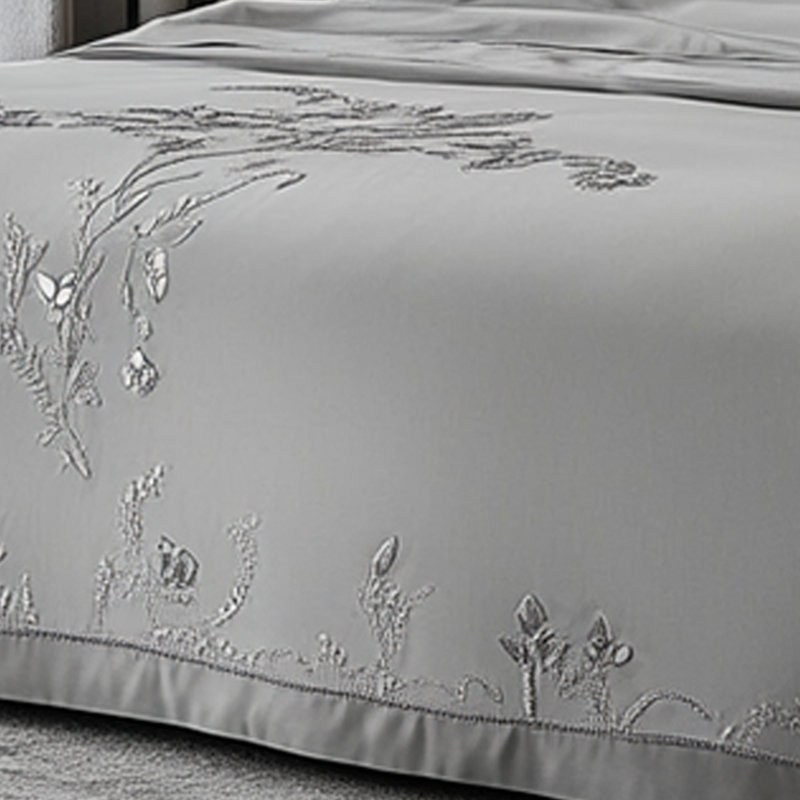 Exquisite Embroidered Floral Bed Skirt