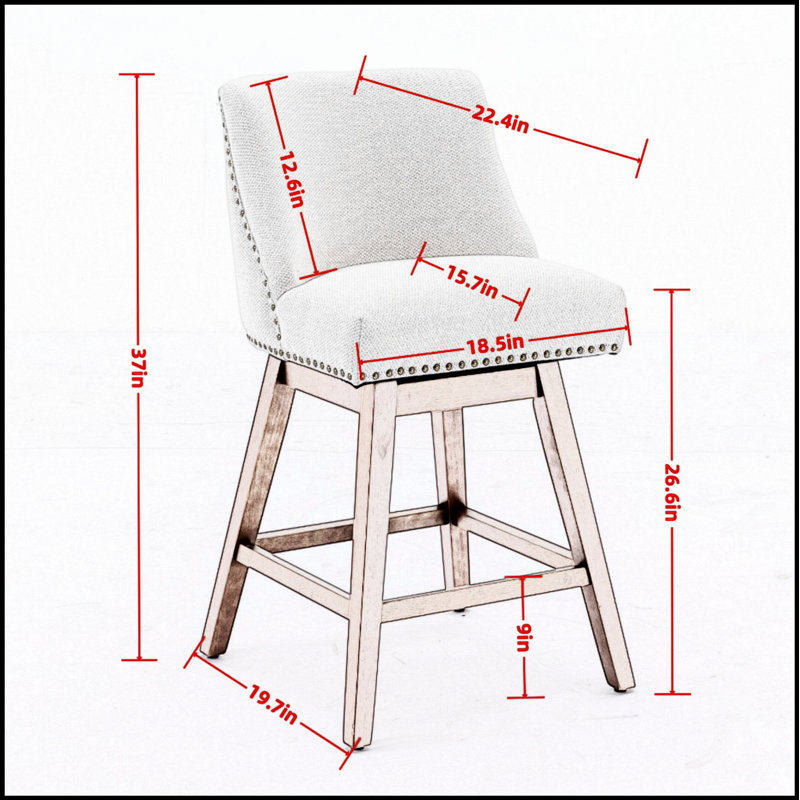 Tabourets de bar pivotants à hauteur de comptoir confortables avec siège de 26 po, parfaits pour manger et socialiser dans les cuisines et les bars modernes